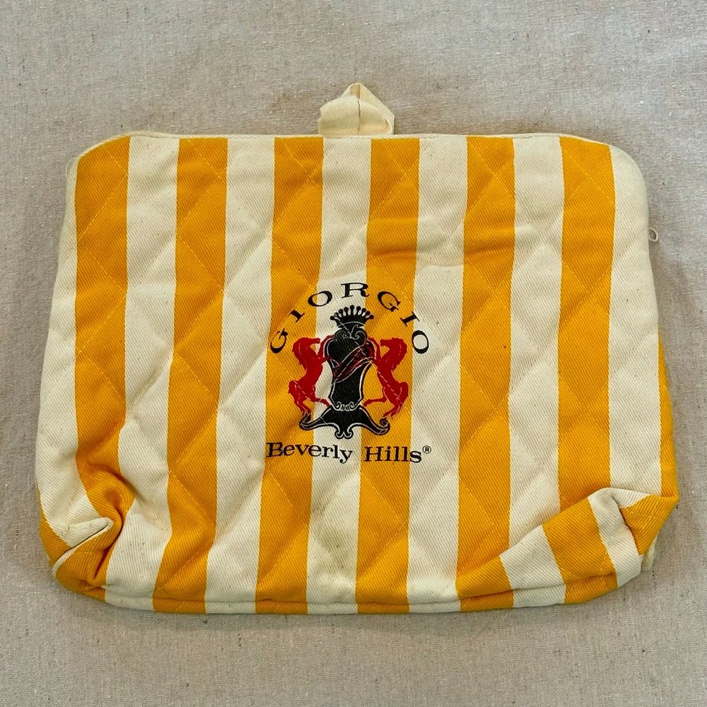 GIORGIO BEVERLY HILLS Vintage 80’s Travel Bag Iconic Signature Stripes Toiletry